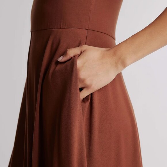 Quince Tencel Jersey Fit & Flare Midi Dress, Brown, NWT (M) - Picture 5 of 7